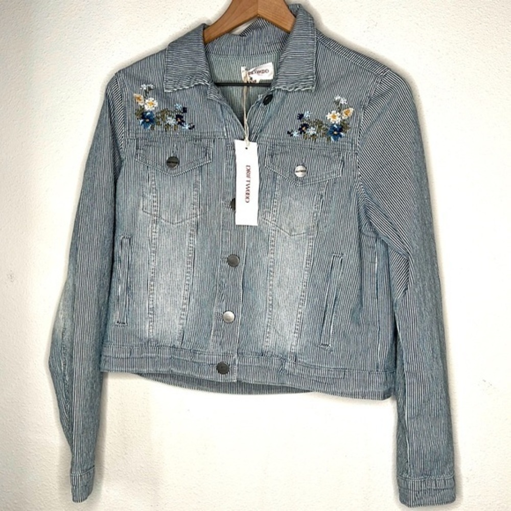 Driftwood Jacket in Pinstripe Lagoon Blue, size S NWT - Picture 4 of 6